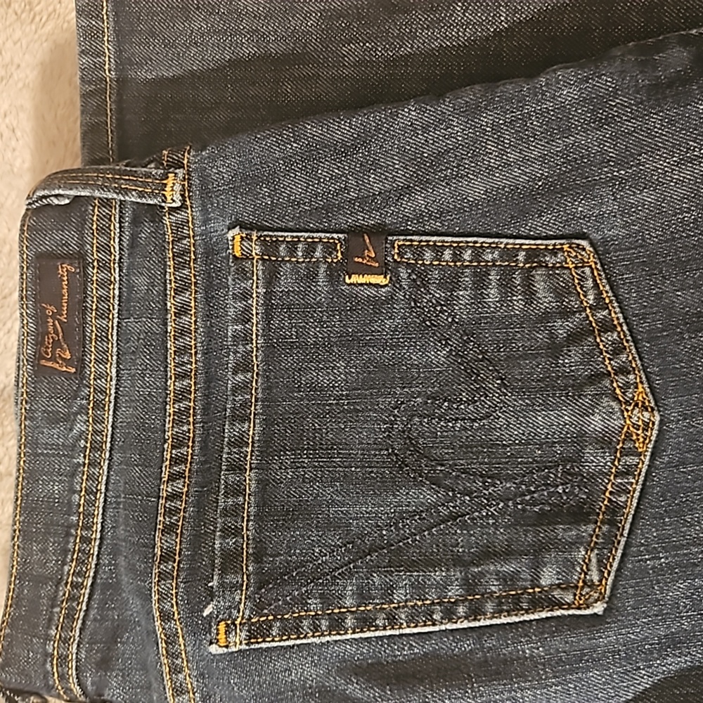 Citizens Of Humanity Dark Blue Straight Leg Jeans with Gold Stitching